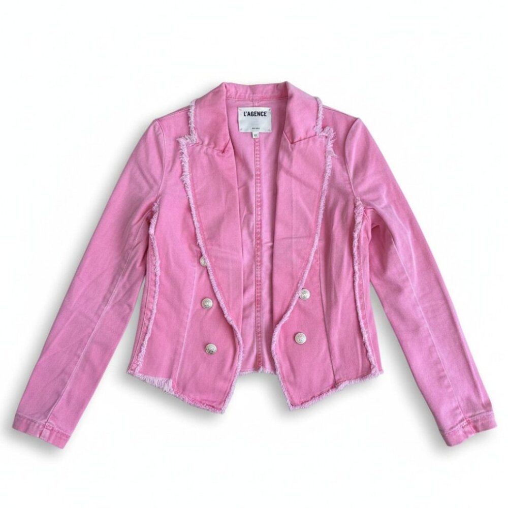 L'AGENCE Pink Frayed Blazer